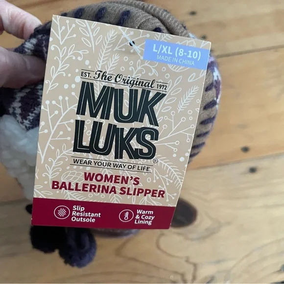 NWT Muk Luks Women's Ballerina Slippers purple L/XL - Picture 3 of 5